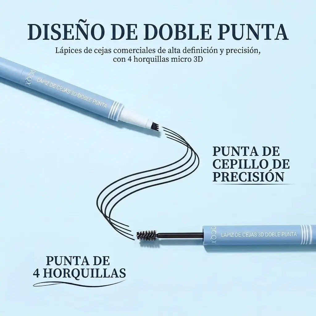QCQX Lápiz Cejas 2 en 1 Impermeable