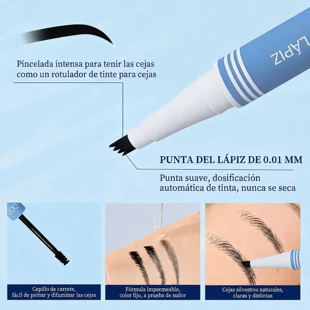 QCQX Lápiz Cejas 2 en 1 Impermeable