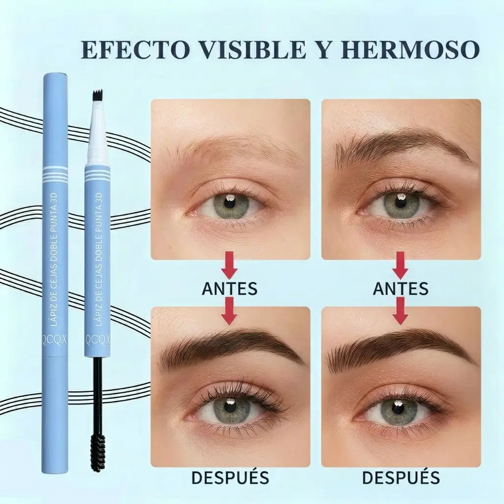 QCQX Lápiz Cejas 2 en 1 Impermeable