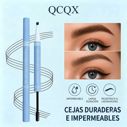 QCQX Lápiz Cejas 2 en 1 Impermeable