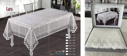 Lara Lace Tablecloth | Premium Turkish Jacquard Design | Multiple Sizes Available